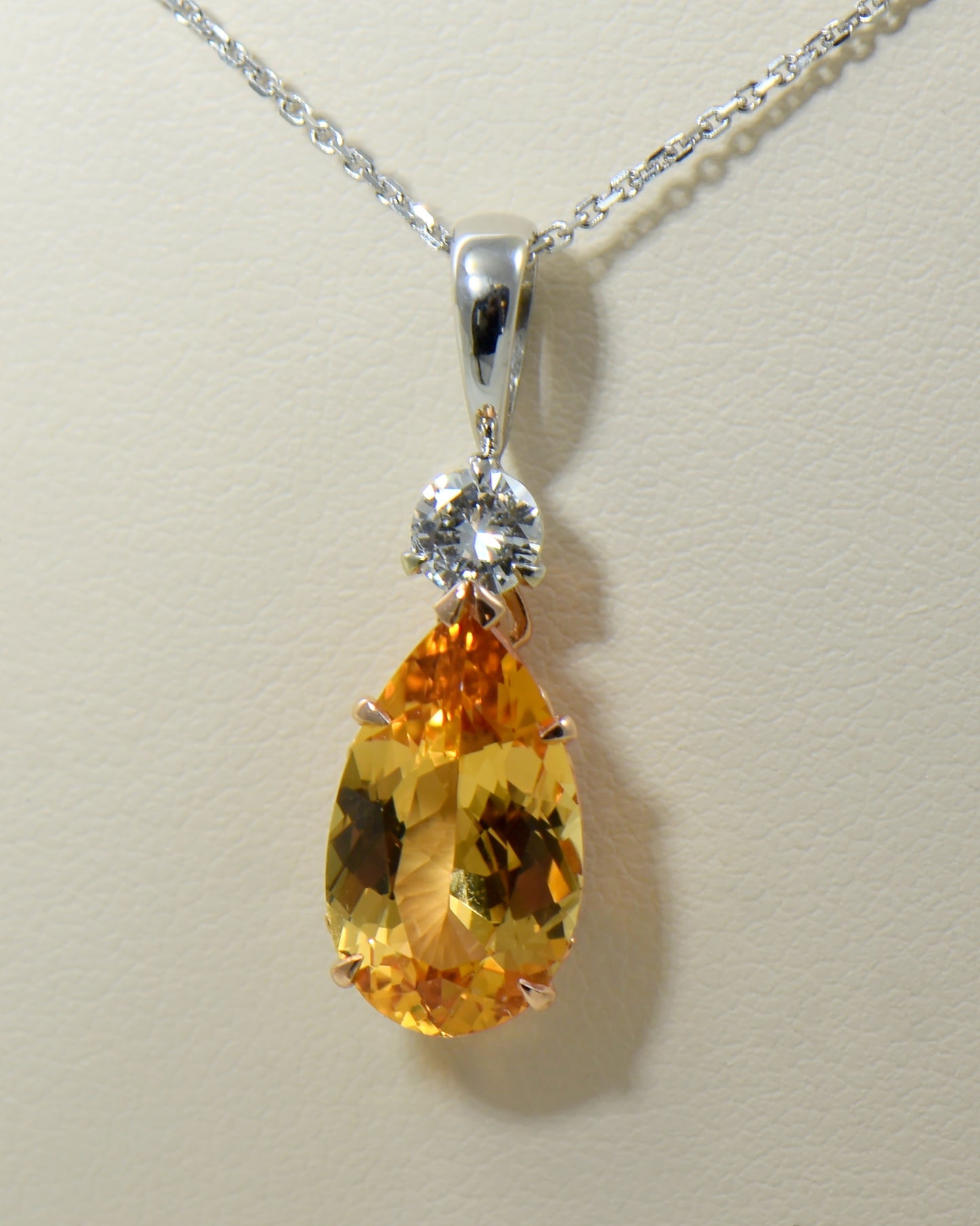 Gorgeous Golden Imperial Topaz & Diamond Pendant