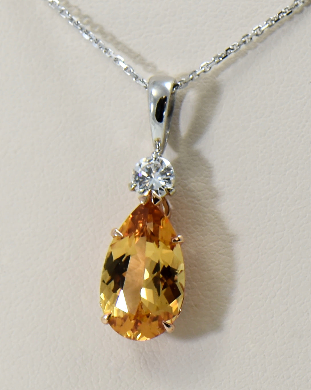 Gorgeous Golden Imperial Topaz & Diamond Pendant