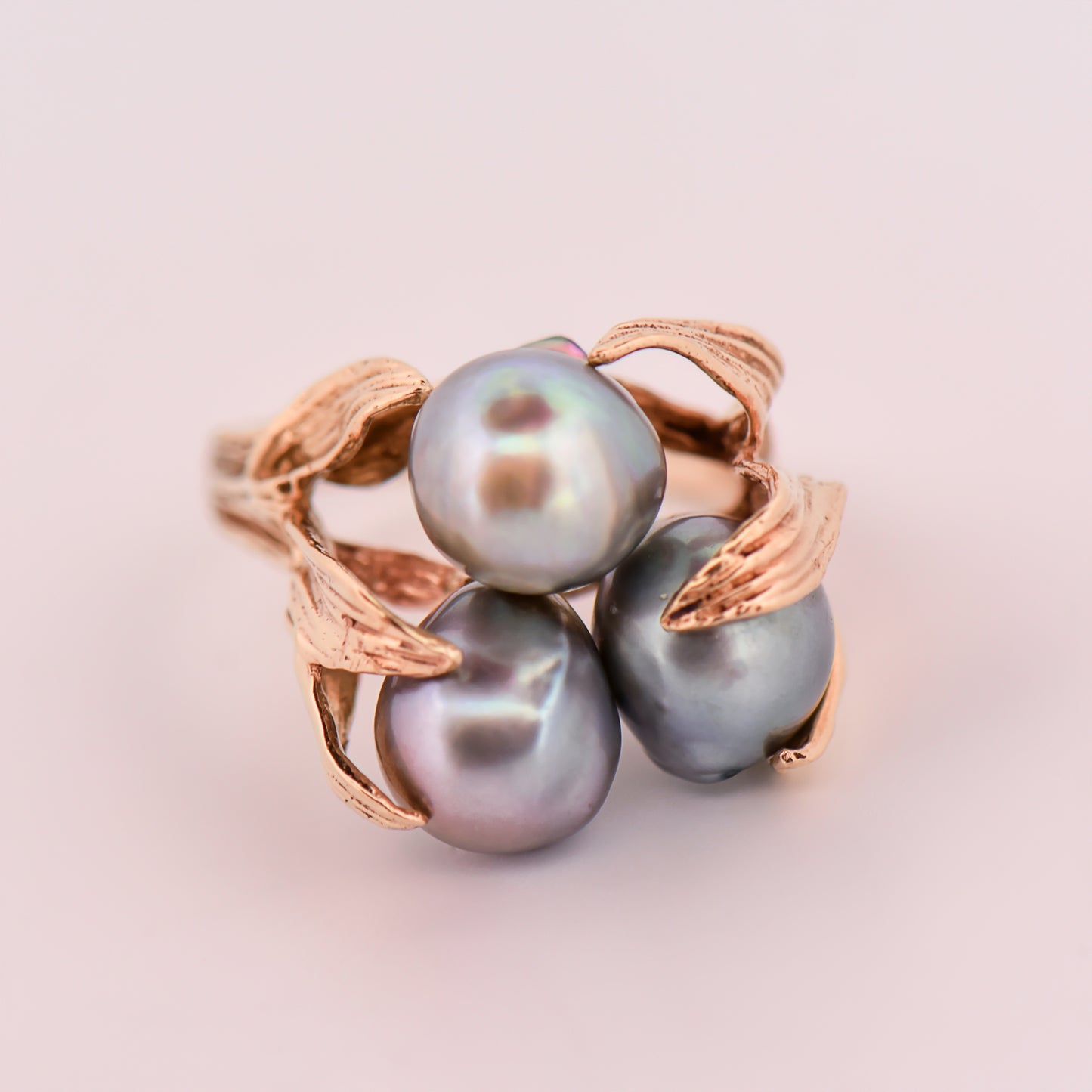 Vintage Modernist Grey Pearl Cluster Ring