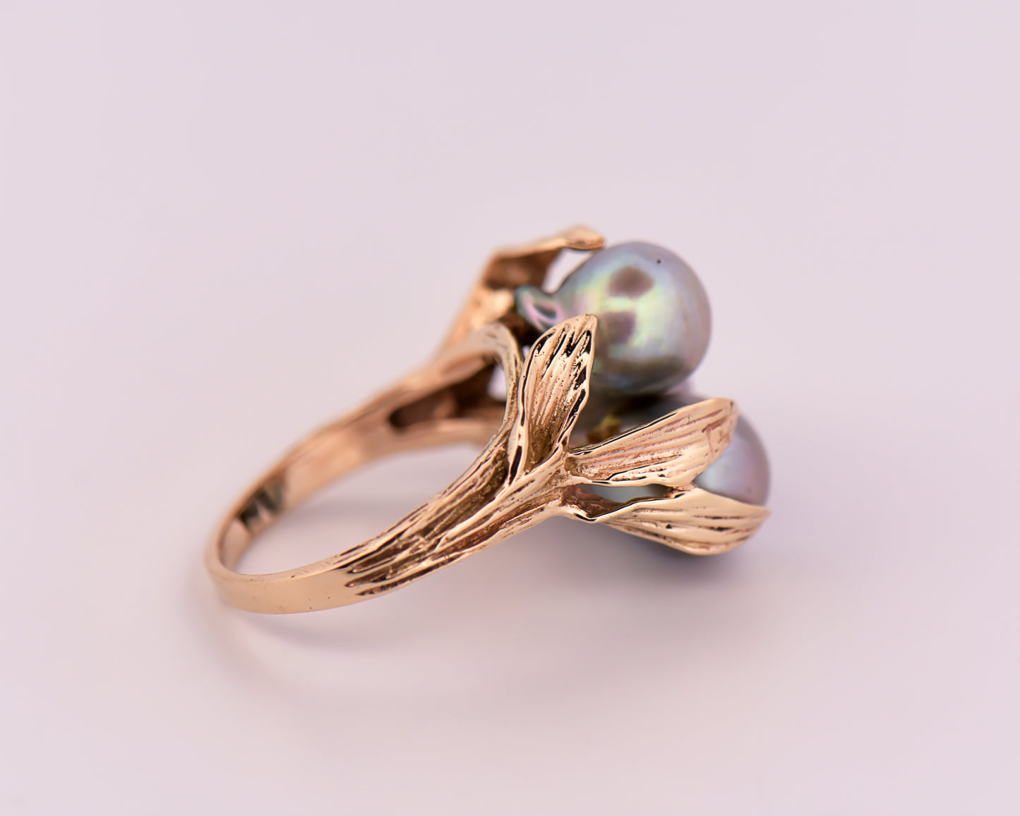Vintage Modernist Grey Pearl Cluster Ring