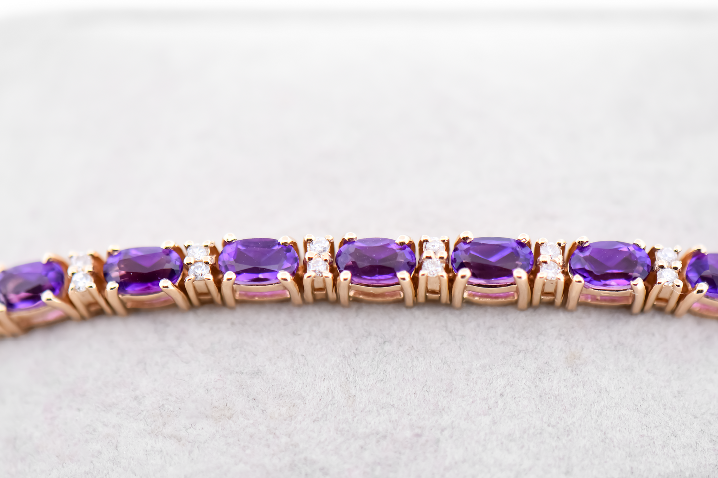 High Quality Estate Amethyst & Diamond Tennis Bracelet