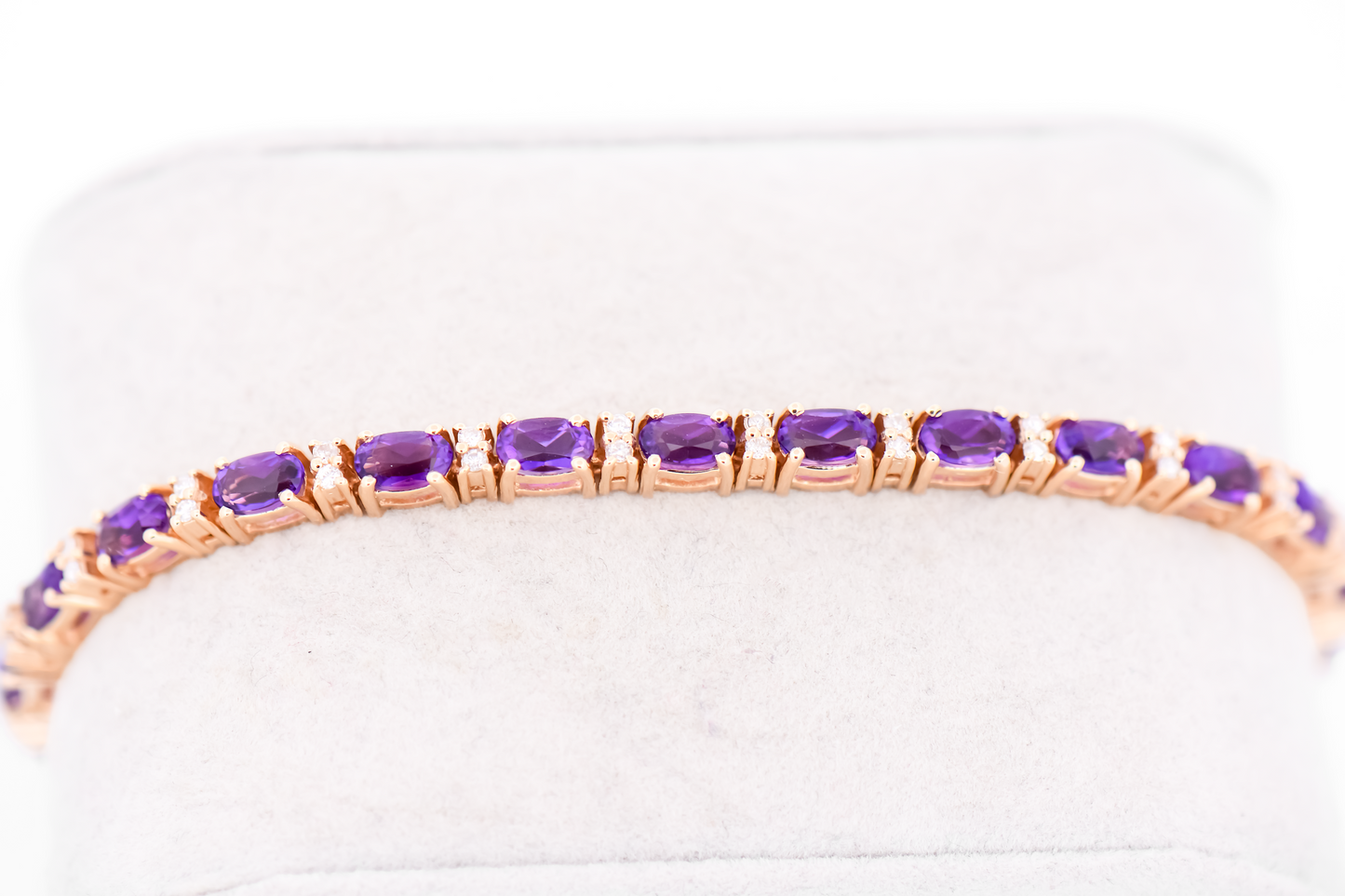 High Quality Estate Amethyst & Diamond Tennis Bracelet