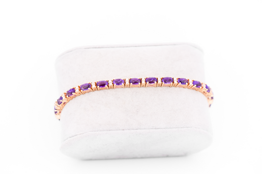 High Quality Estate Amethyst & Diamond Tennis Bracelet