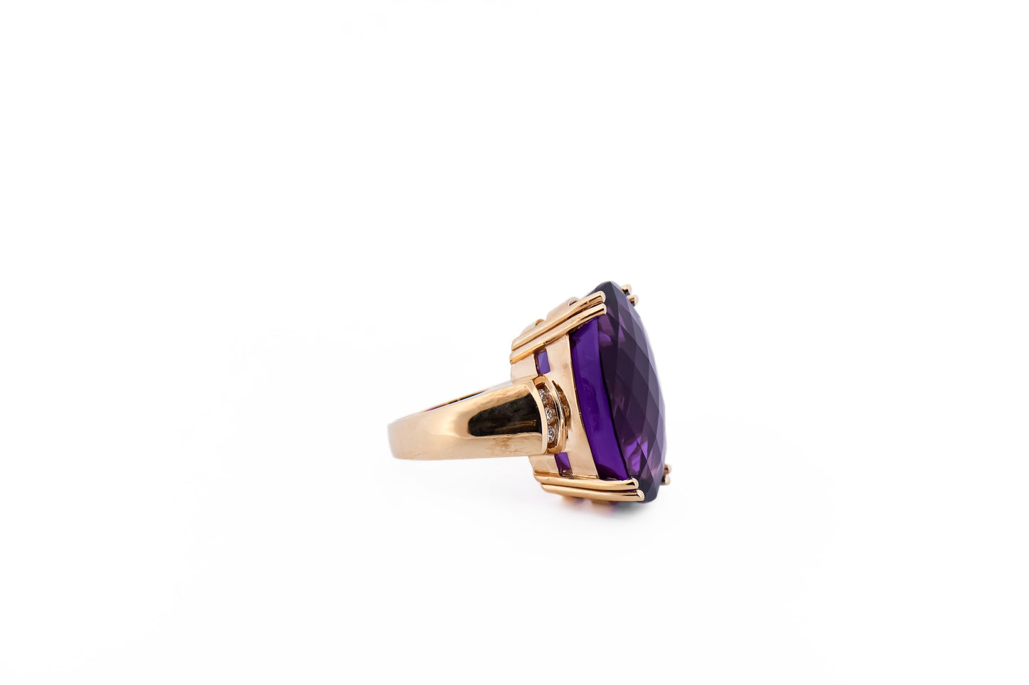 Huge Oval Amethyst Cocktail Ring in Yellow Gold - Rare Pau D'arco Mine