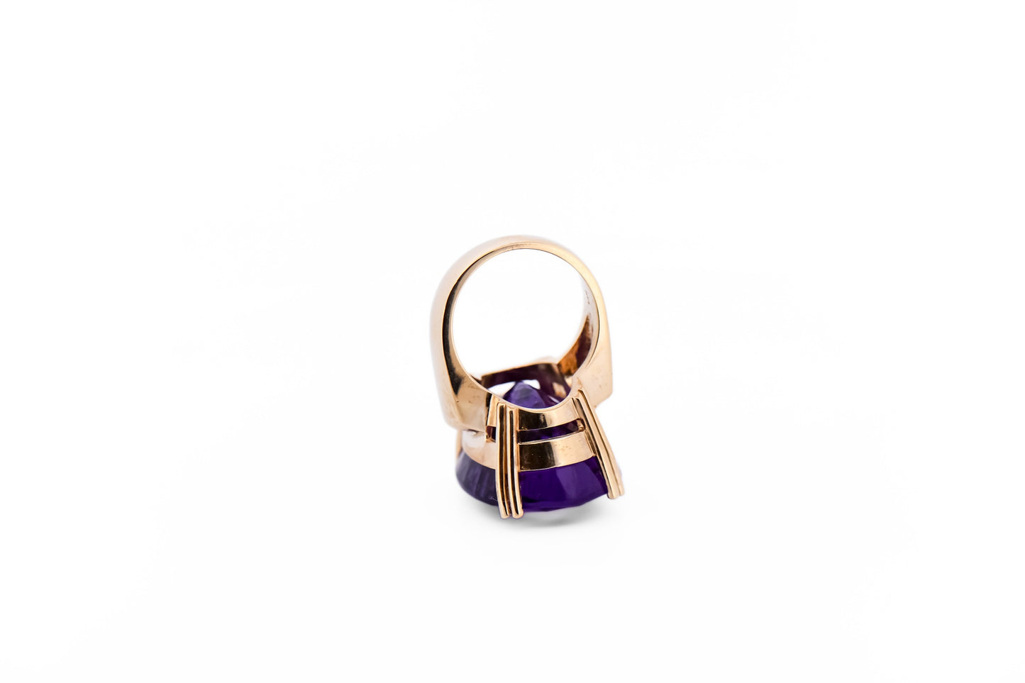 Huge Oval Amethyst Cocktail Ring in Yellow Gold - Rare Pau D'arco Mine
