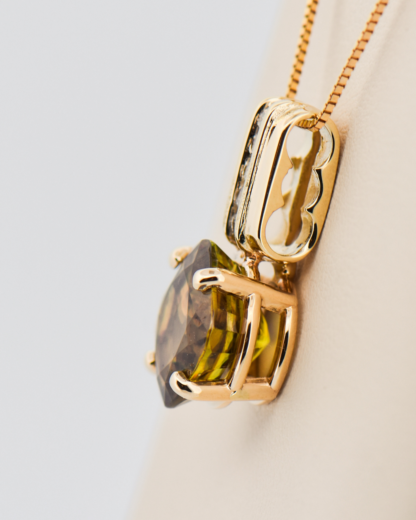 Bold Sphene & Diamond Pendant in 14k Yellow Gold