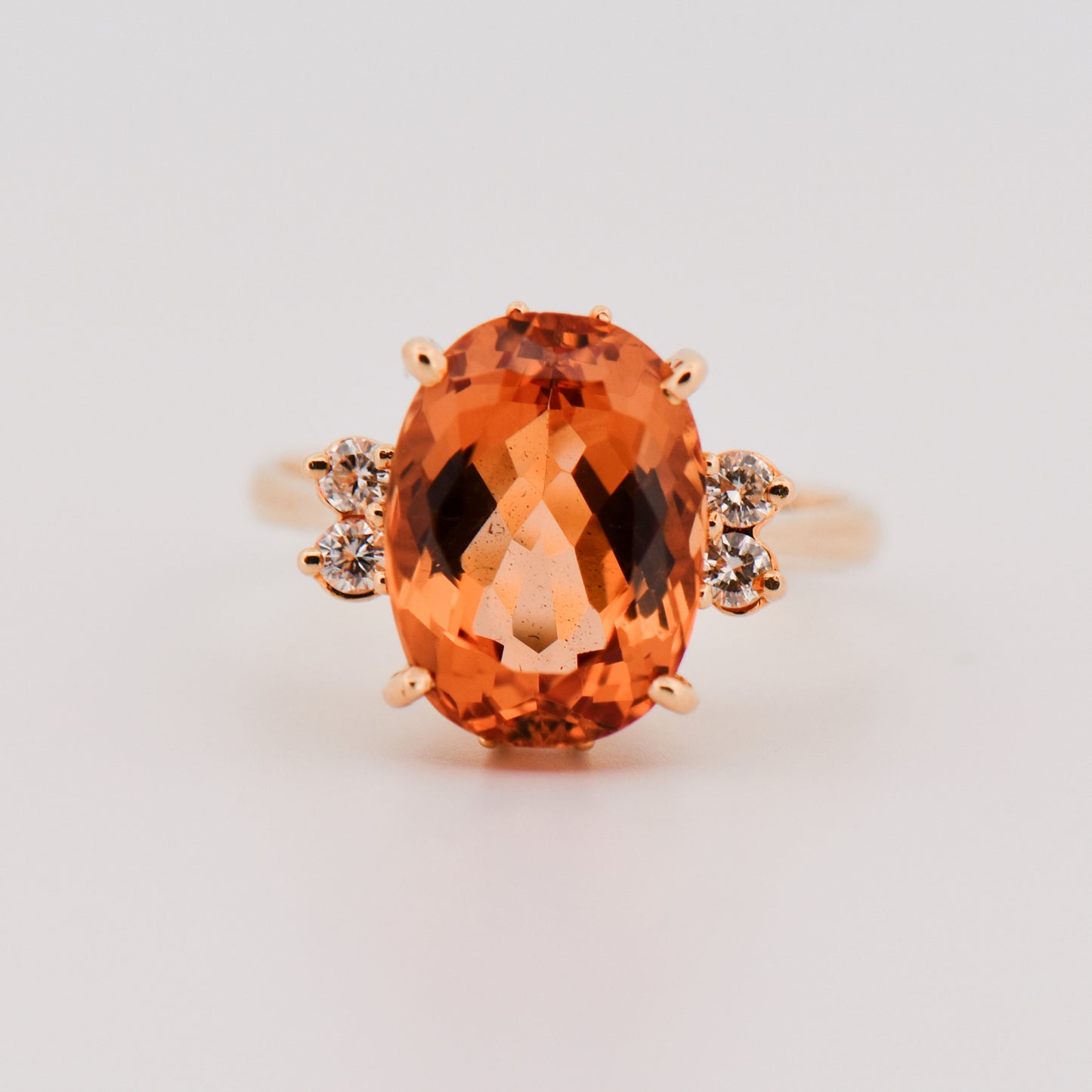 Amazing Large Orange Imperial Topaz & Diamond Ring