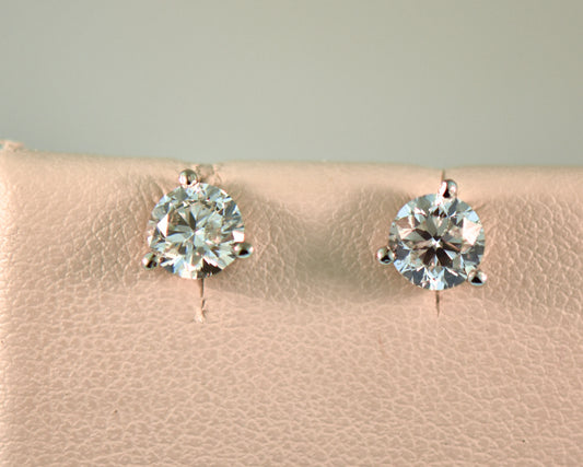Impressive Natural Round Diamond Stud Earrings 1.41ctw