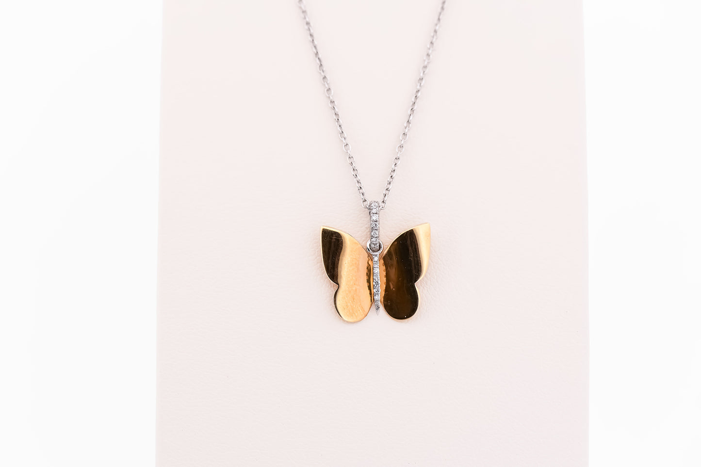 Italian 18k Gold Butterfly Pendant with Diamond Accents