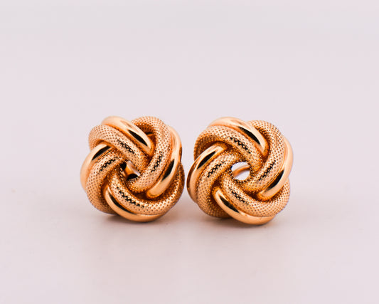 Italian Gold Love Knot Earrings with Omega Backs