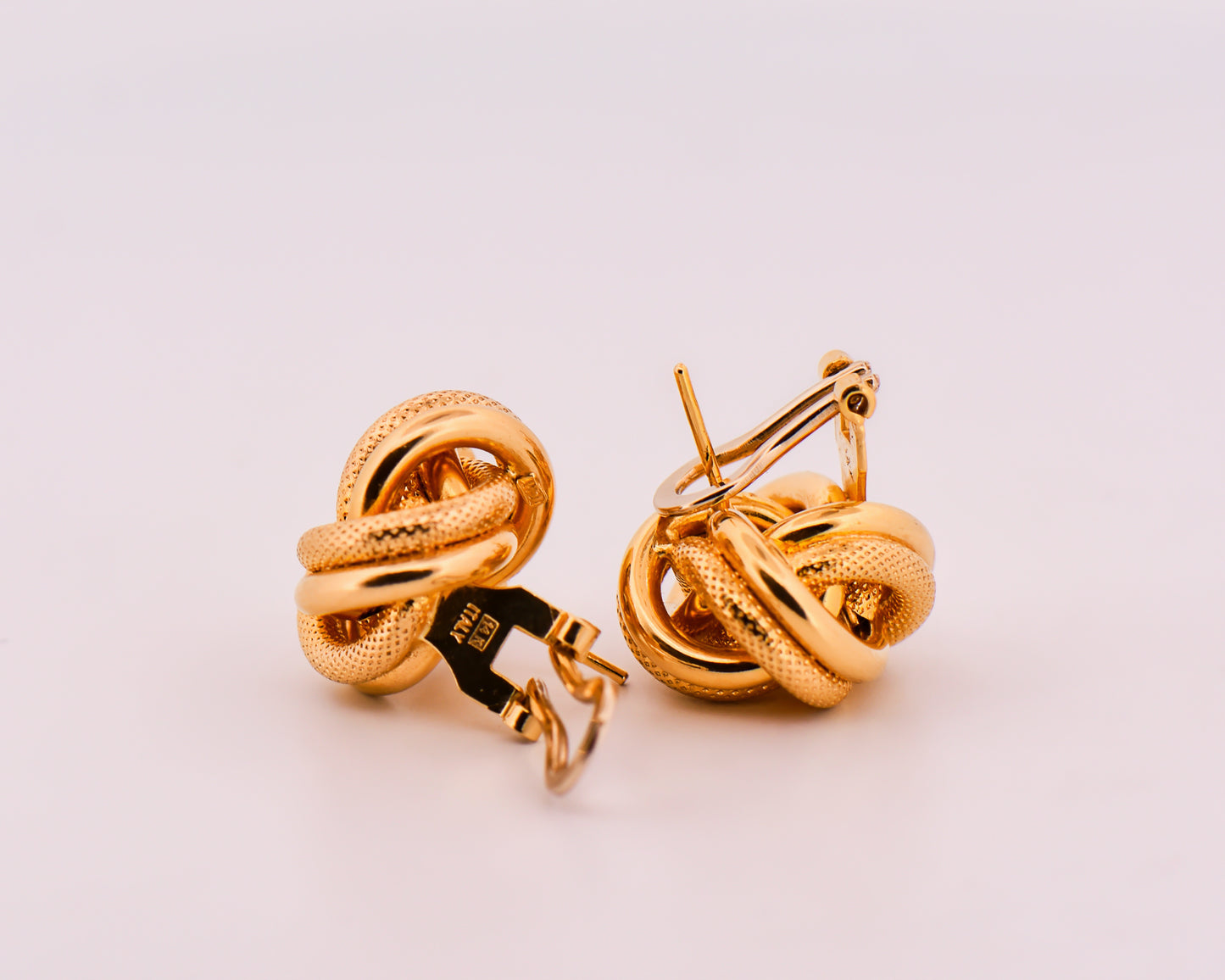 Italian Gold Love Knot Earrings with Omega Backs