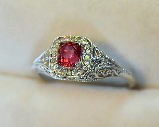 Jedi Spinel Filigree Engagement Ring