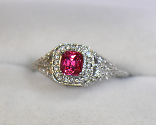 Jedi Spinel Filigree Engagement Ring