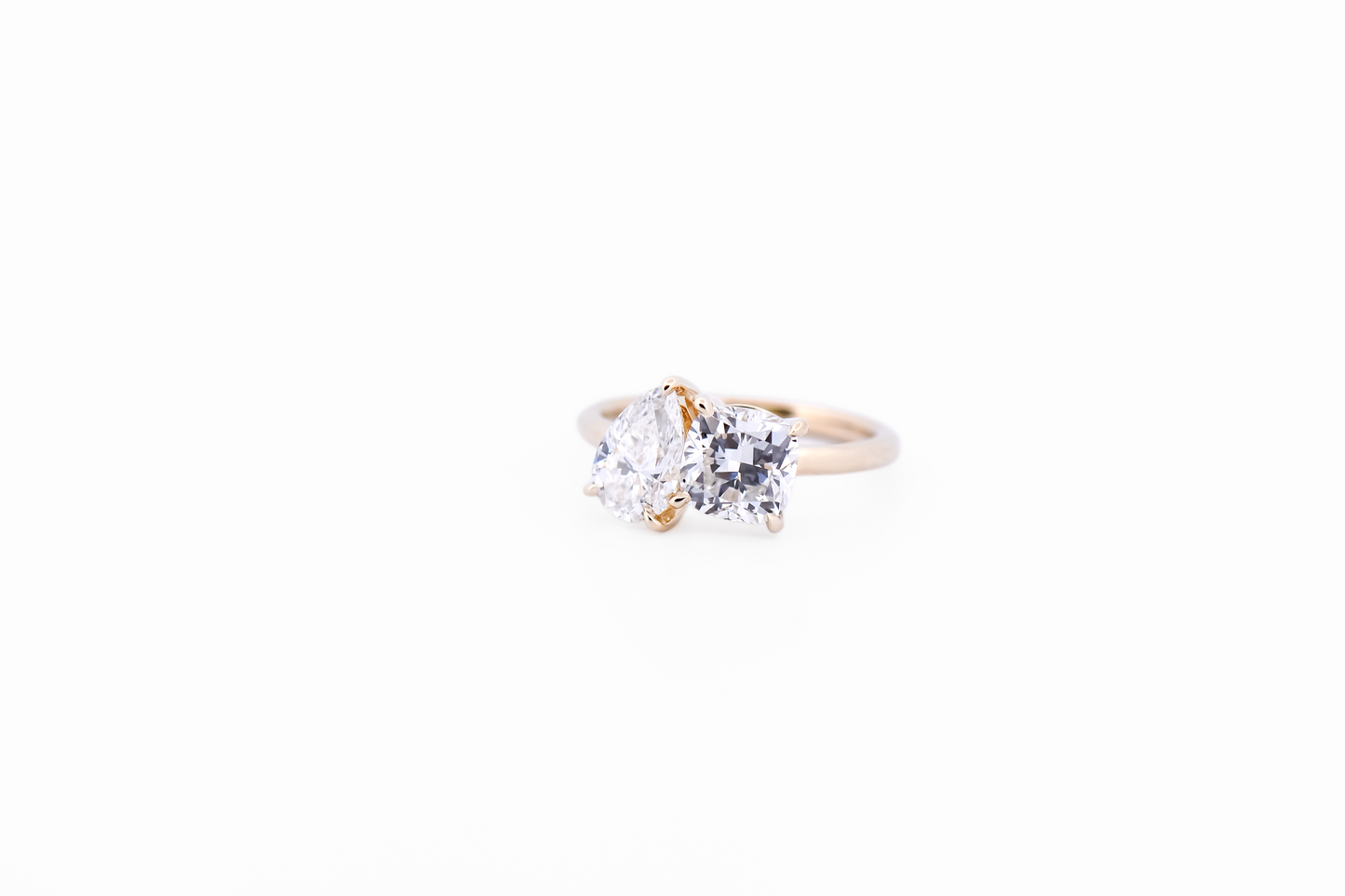 Lab Diamond Toi et Moi Engagement Ring in Yellow Gold