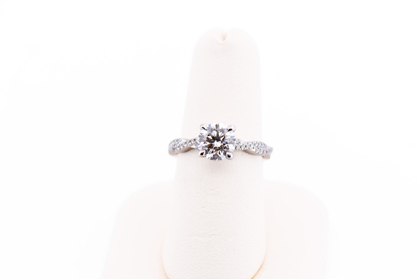 Lab Diamond Engagement Ring with Woven Infinity Setting in White Gold