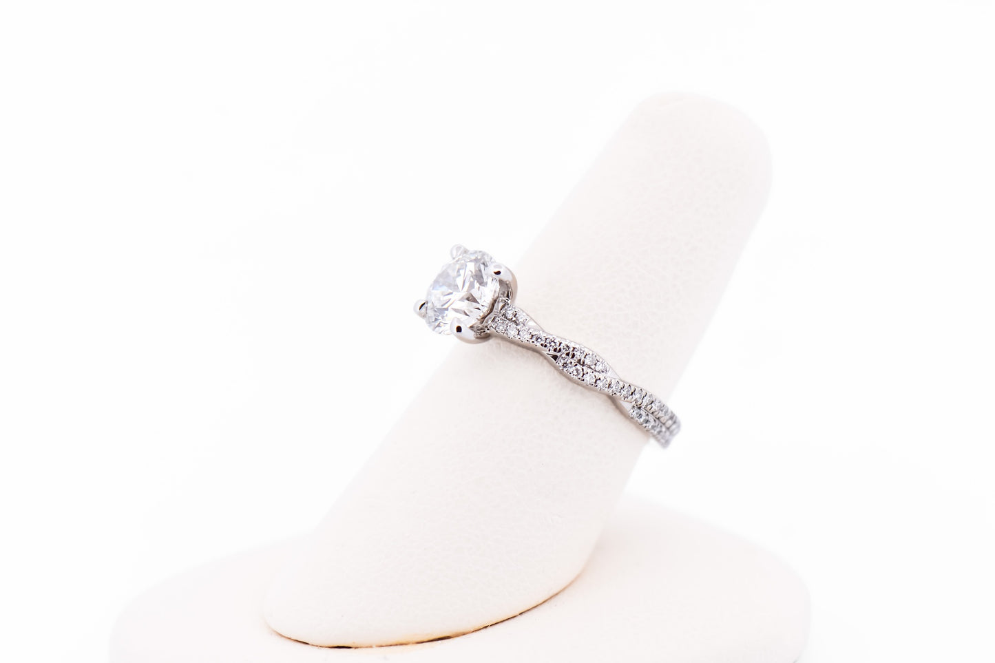 Lab Diamond Engagement Ring with Woven Infinity Setting in White Gold