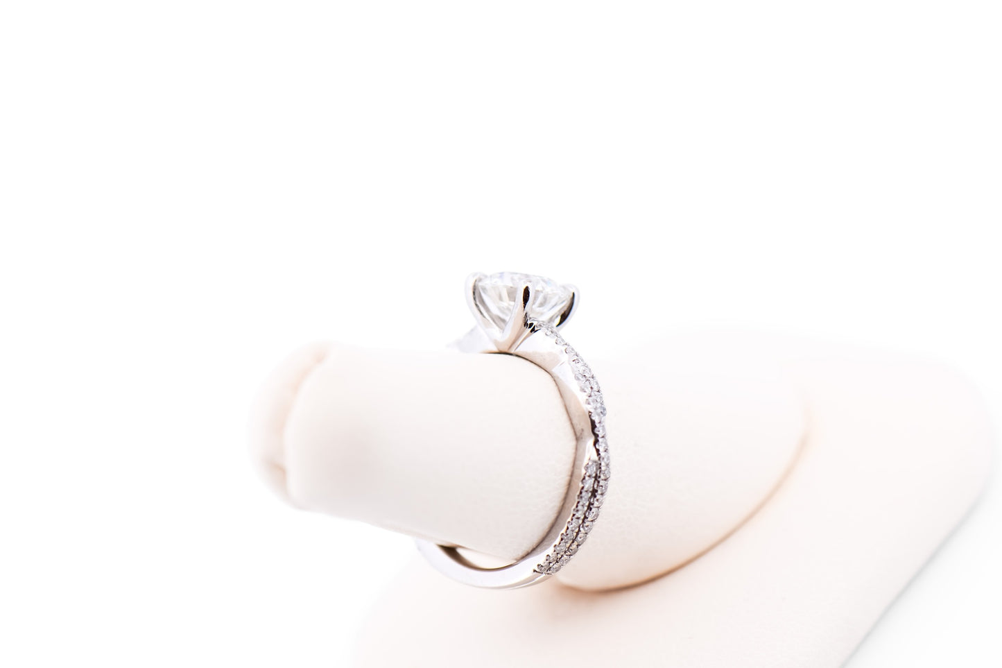 Lab Diamond Engagement Ring with Woven Infinity Setting in White Gold
