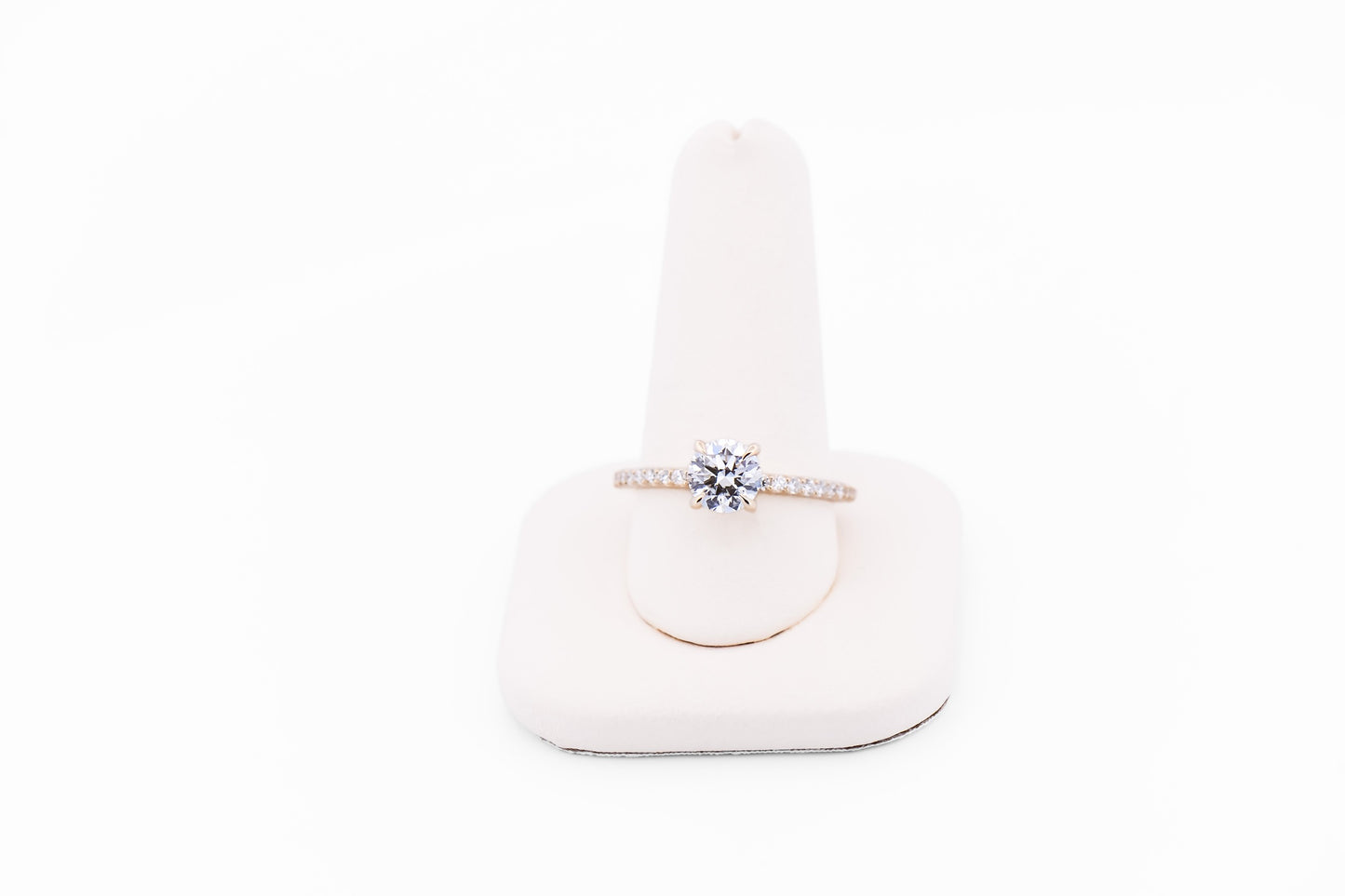 Lab Grown 1ct Diamond Accented Solitaire Engagement Ring with Hidden Halo