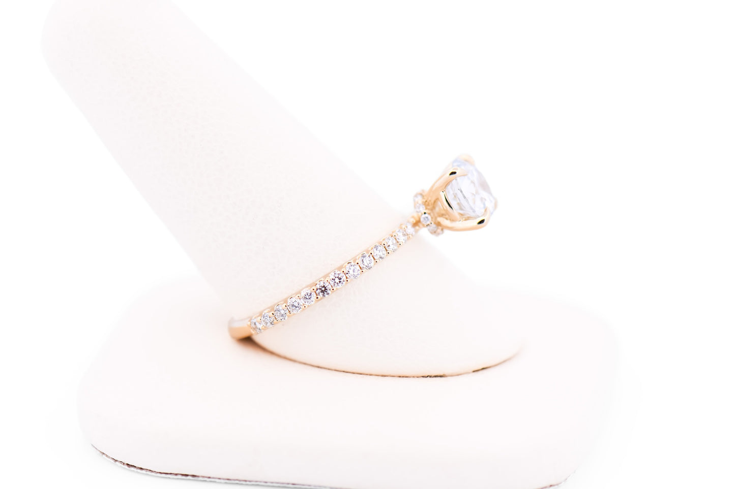 Lab Grown 1ct Diamond Accented Solitaire Engagement Ring with Hidden Halo