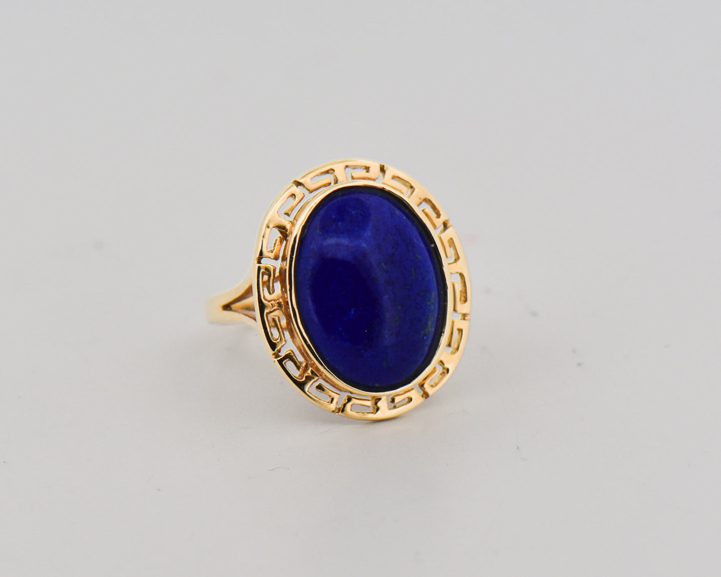 Lapis Lazuli Ring with Greek Key Frame