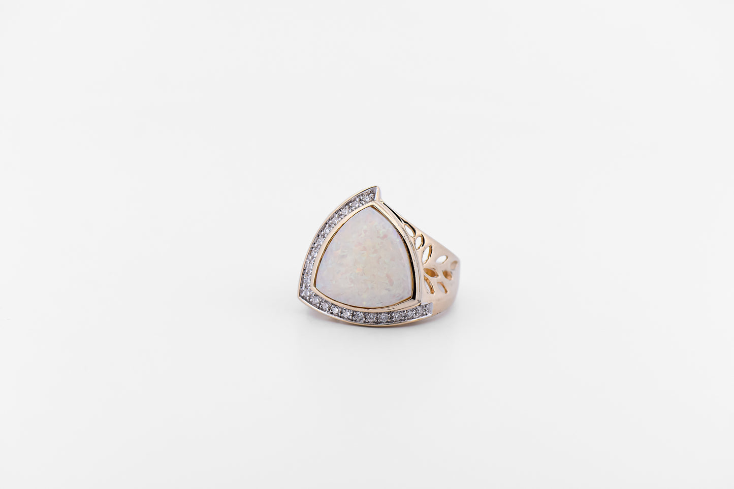 Large Triangular Australian Opal & Diamond Cocktail Ring