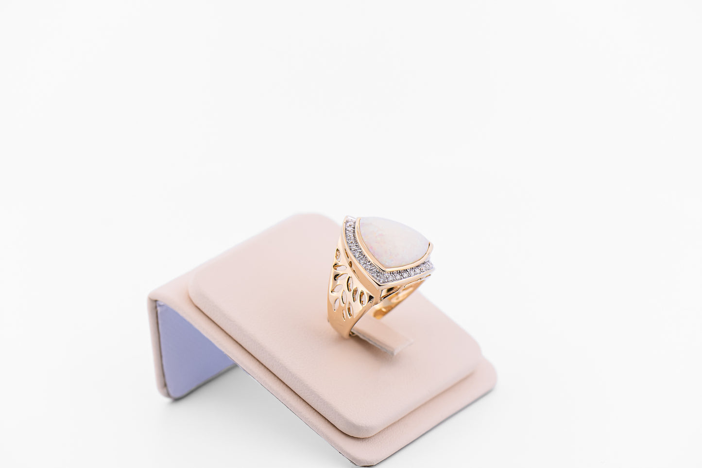 Large Triangular Australian Opal & Diamond Cocktail Ring