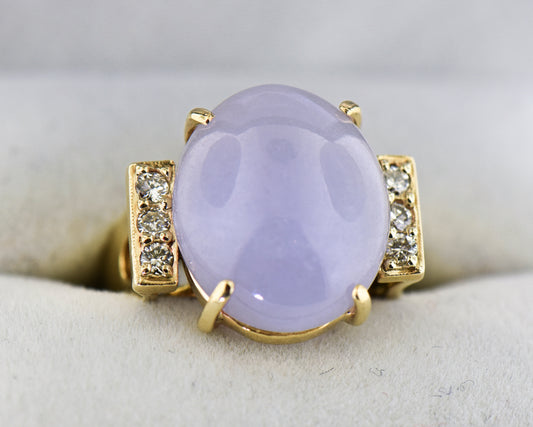 Top Quality Lavender Jade & Diamond Ring