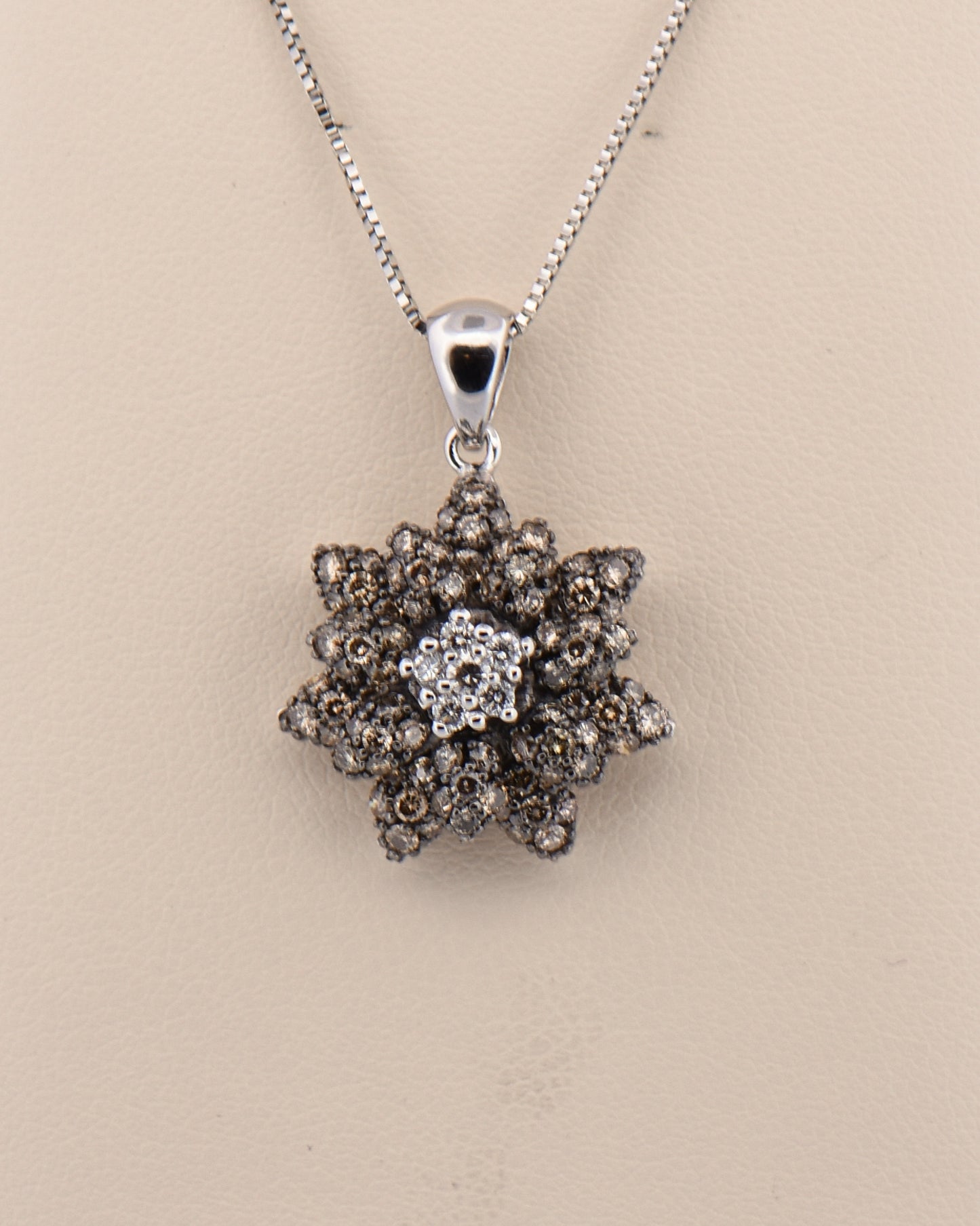 LeVian Chocolate Diamond Flower Pendant in White Gold