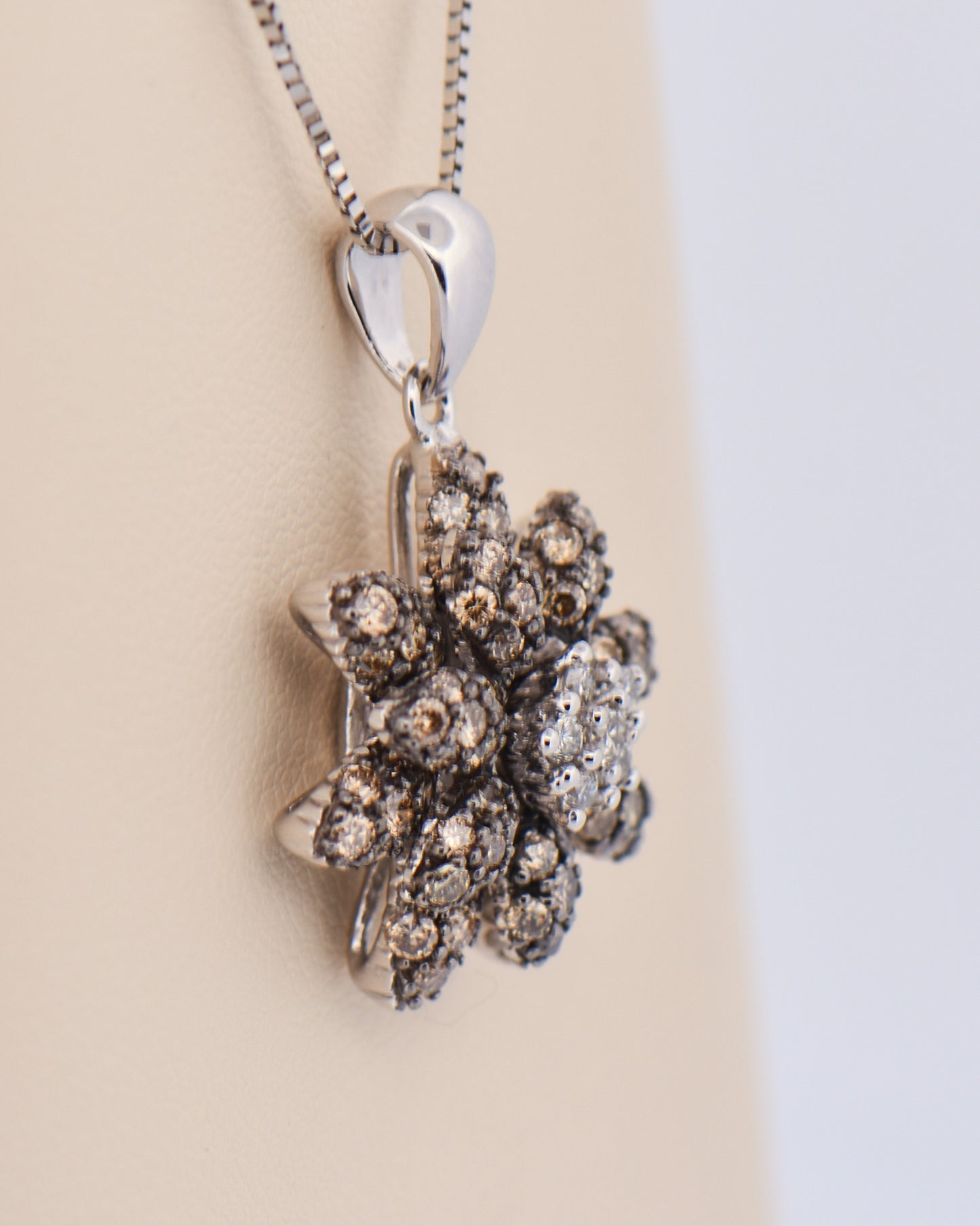 LeVian Chocolate Diamond Flower Pendant in White Gold