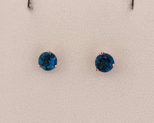 London Blue Topaz Martini Studs in Rose Gold