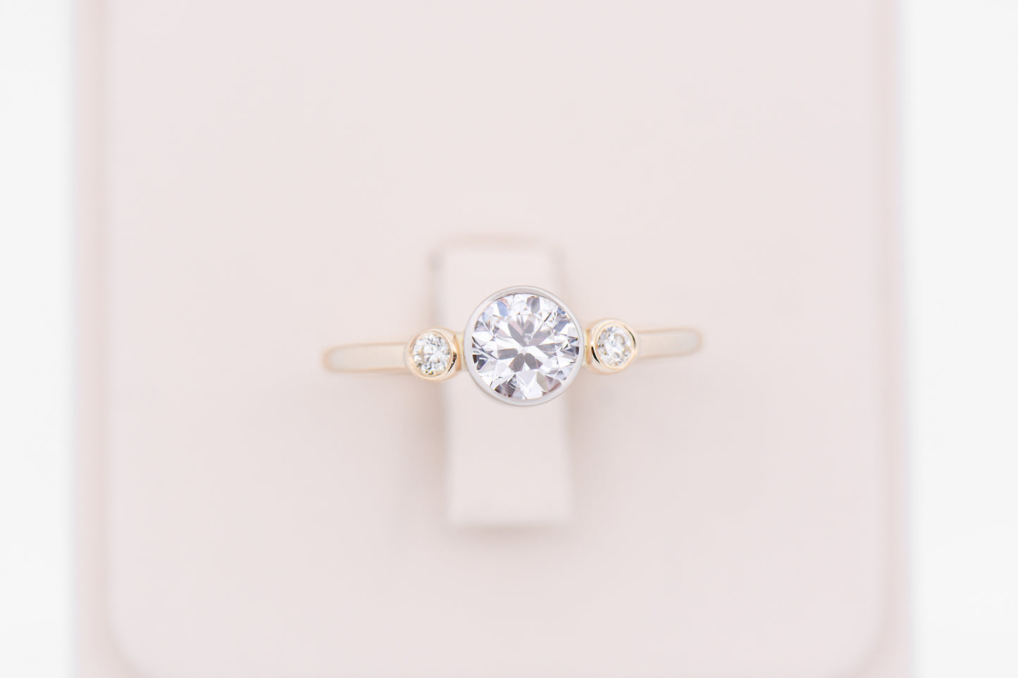 Low Profile Bezel Set Diamond 3-Stone Engagement Ring