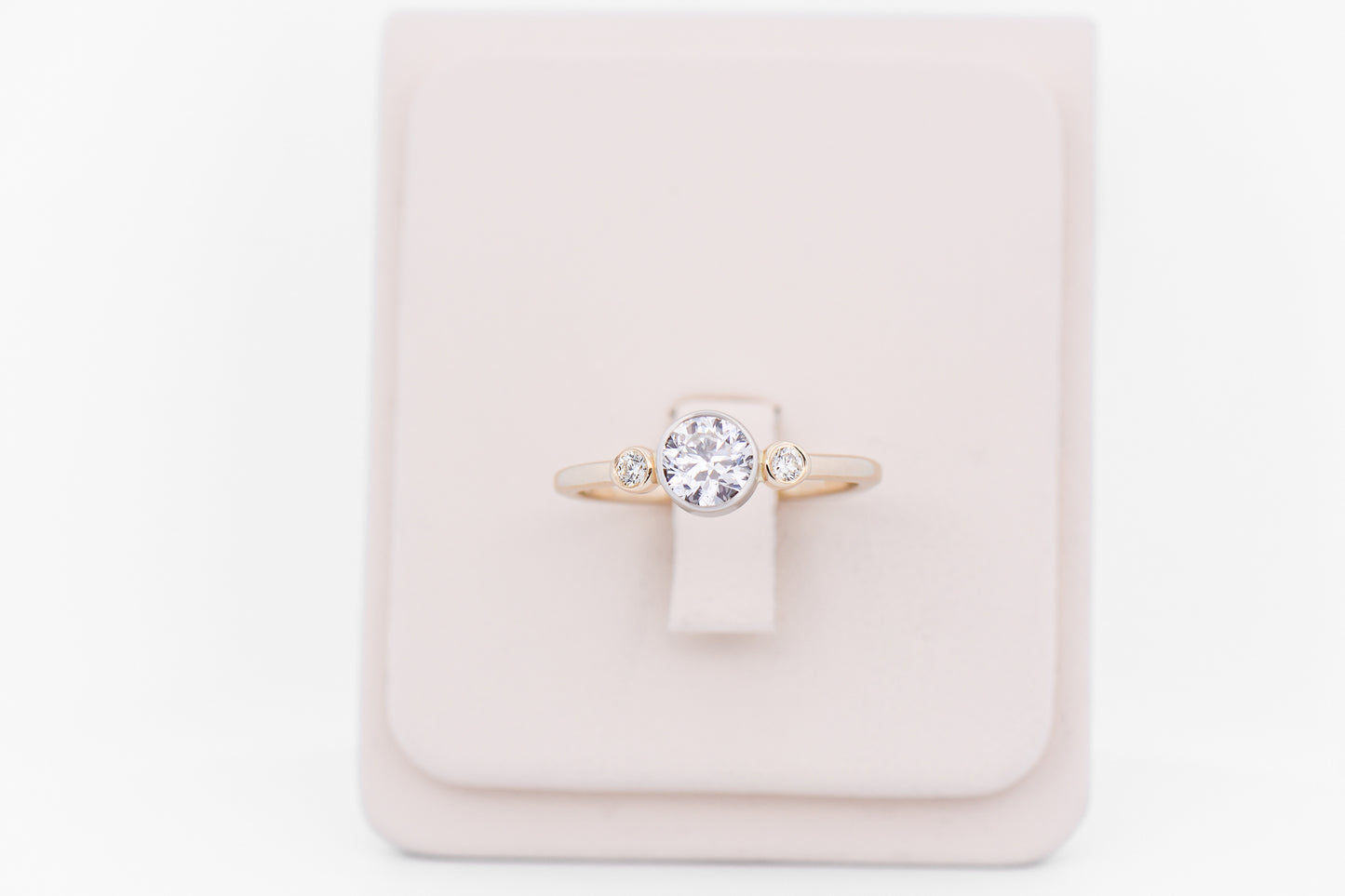 Low Profile Bezel Set Diamond 3-Stone Engagement Ring