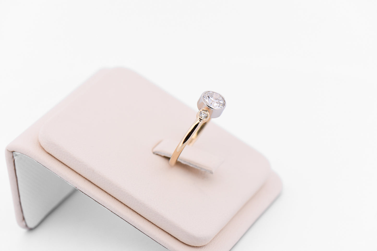 Low Profile Bezel Set Diamond 3-Stone Engagement Ring