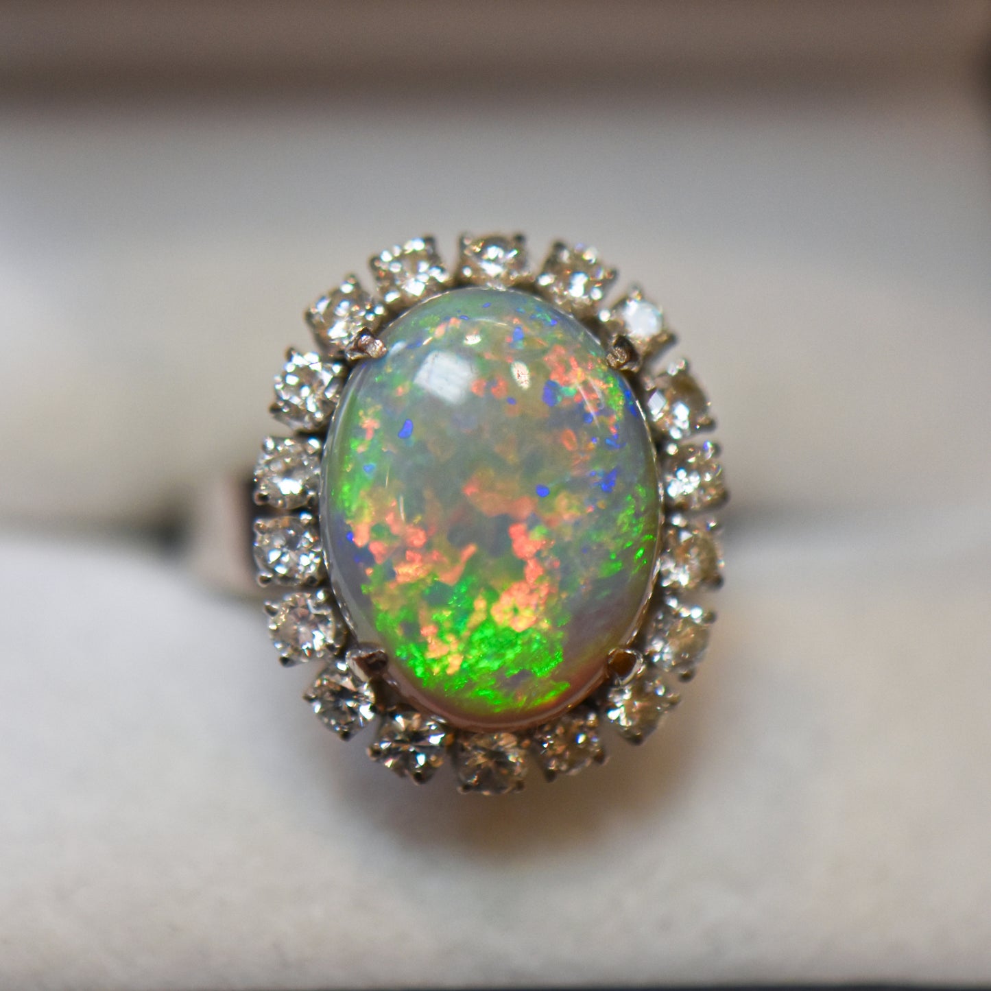 Vintage Top Gem Black Opal & Diamond Cocktail Ring