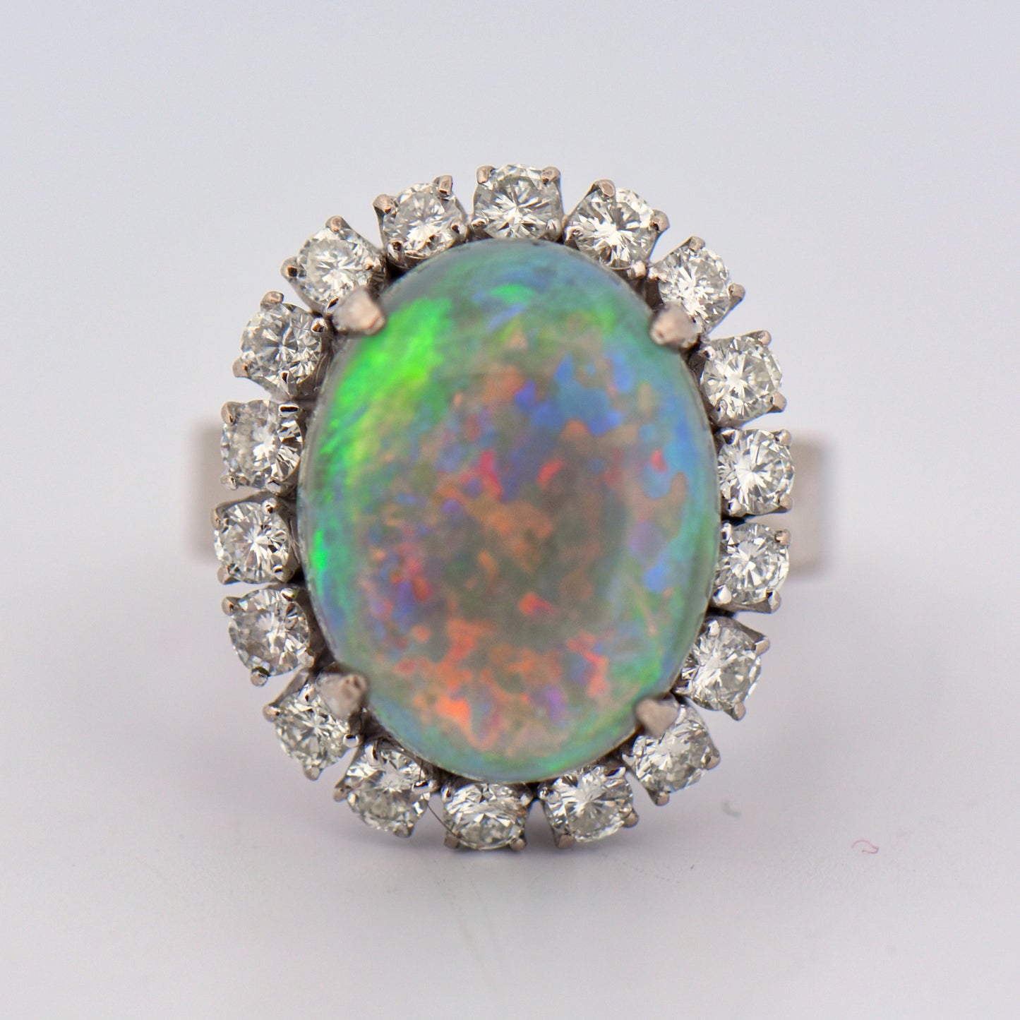 Vintage Top Gem Black Opal & Diamond Cocktail Ring