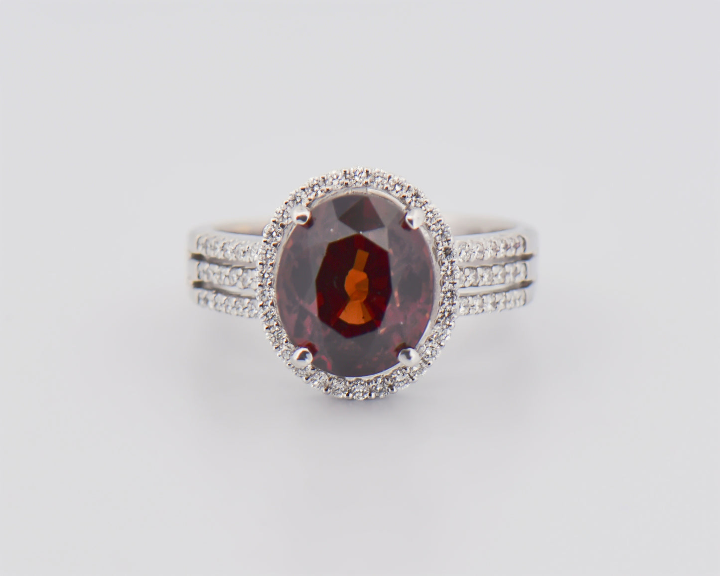 Malaya Garnet and Diamond Ring in White Gold