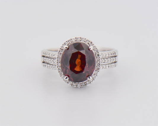 Malaya Garnet and Diamond Ring in White Gold