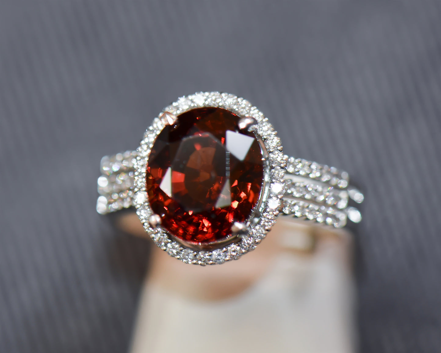 Malaya Garnet and Diamond Ring in White Gold