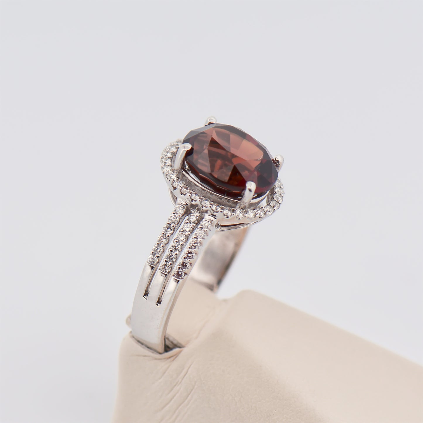 Malaya Garnet and Diamond Ring in White Gold