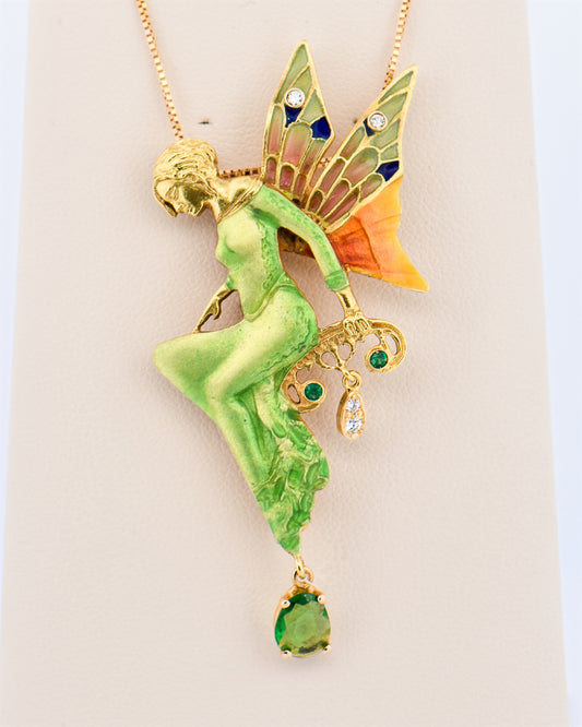 Masriera Enamel Nymph or Fairy Pendant - Art Nouveau Style