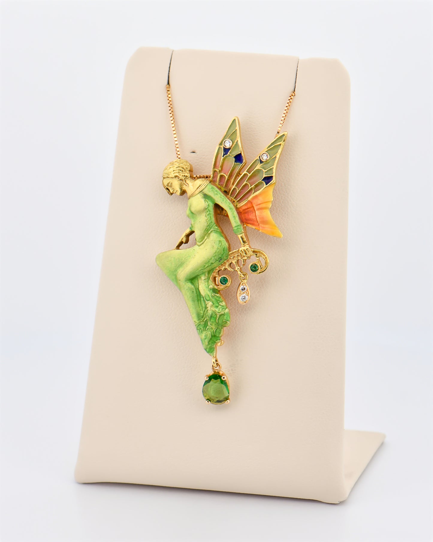 Masriera Enamel Nymph or Fairy Pendant - Art Nouveau Style