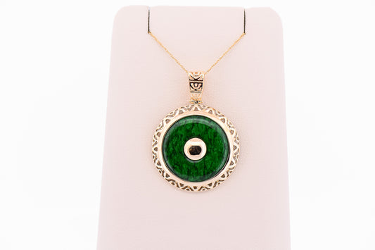 Maw Sit Sit Lifesaver Pendant with 14k Yellow Gold Frame
