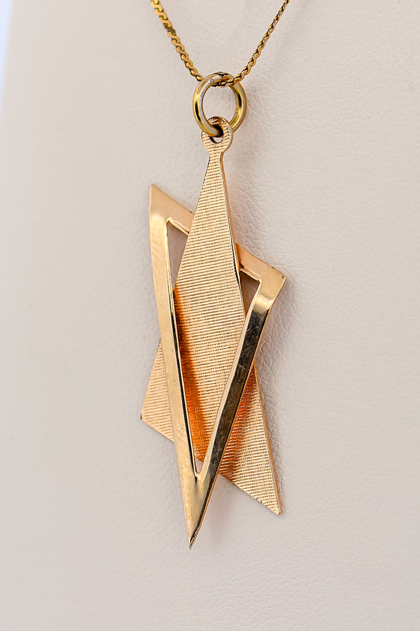 Mid-Century Abstract Star of David Pendant in Yellow Gold