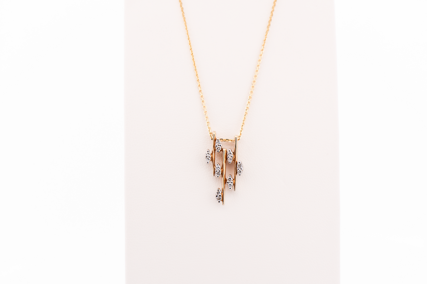 Mid Century Brutalist Gold & Diamond Pendant - "Icicles"