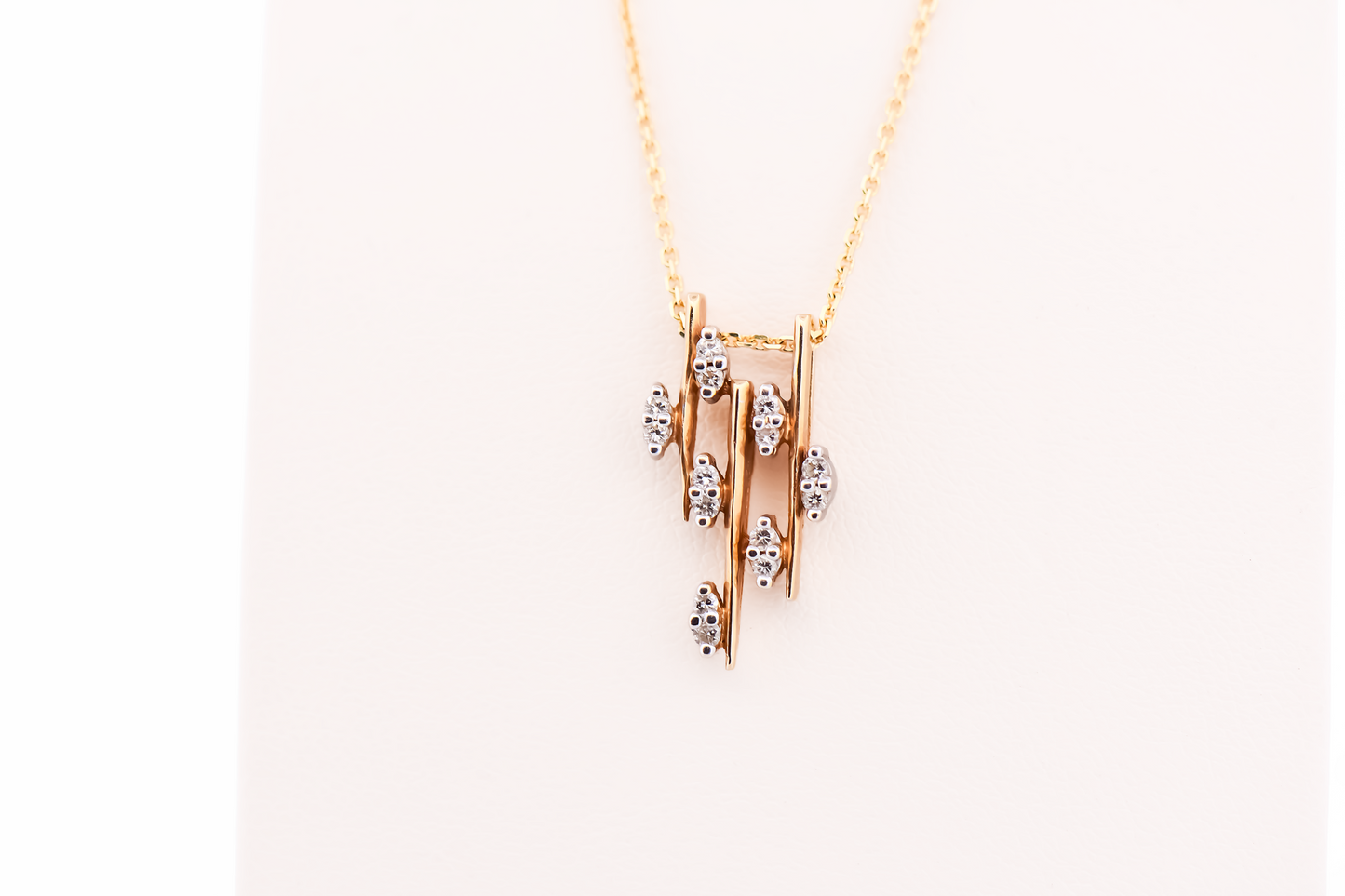 Mid Century Brutalist Gold & Diamond Pendant - "Icicles"