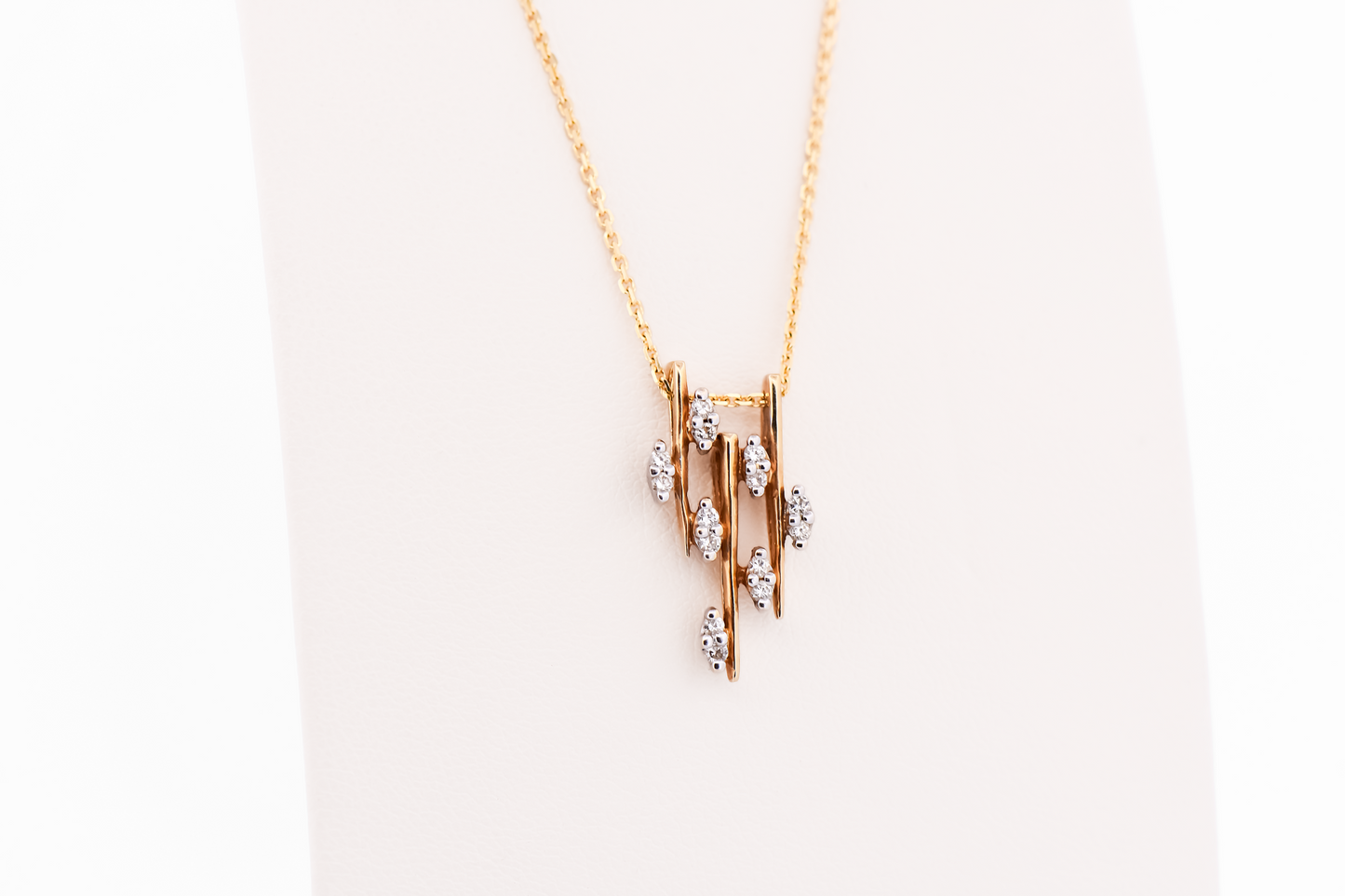 Mid Century Brutalist Gold & Diamond Pendant - "Icicles"