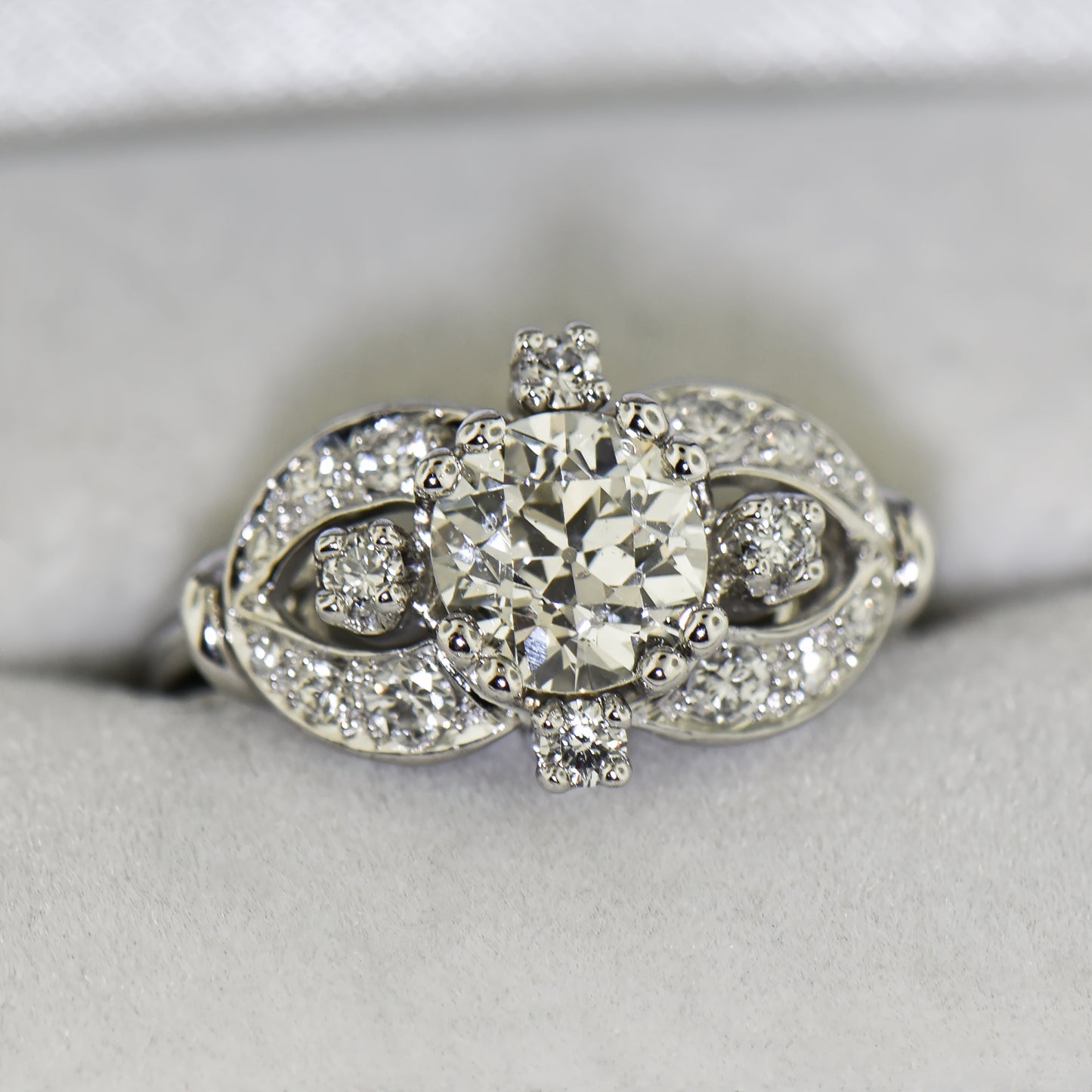 Mid-Century Engagement Ring with Large Old Euro Diamond