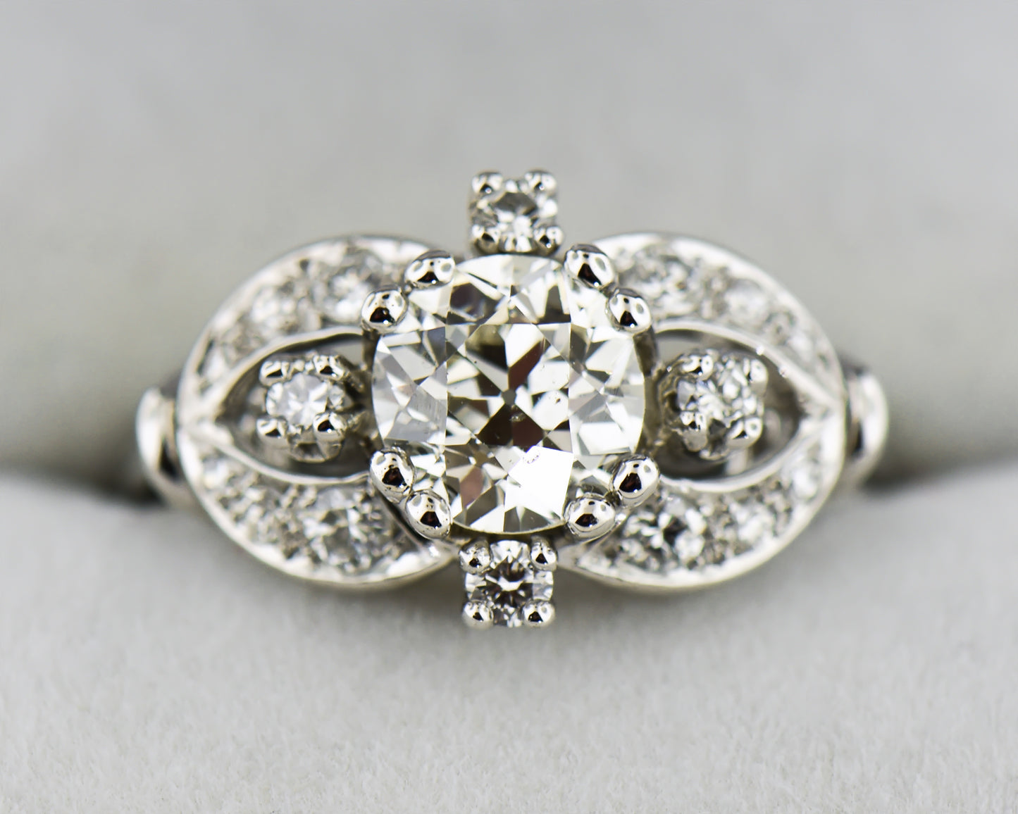 Mid-Century Engagement Ring with Large Old Euro Diamond