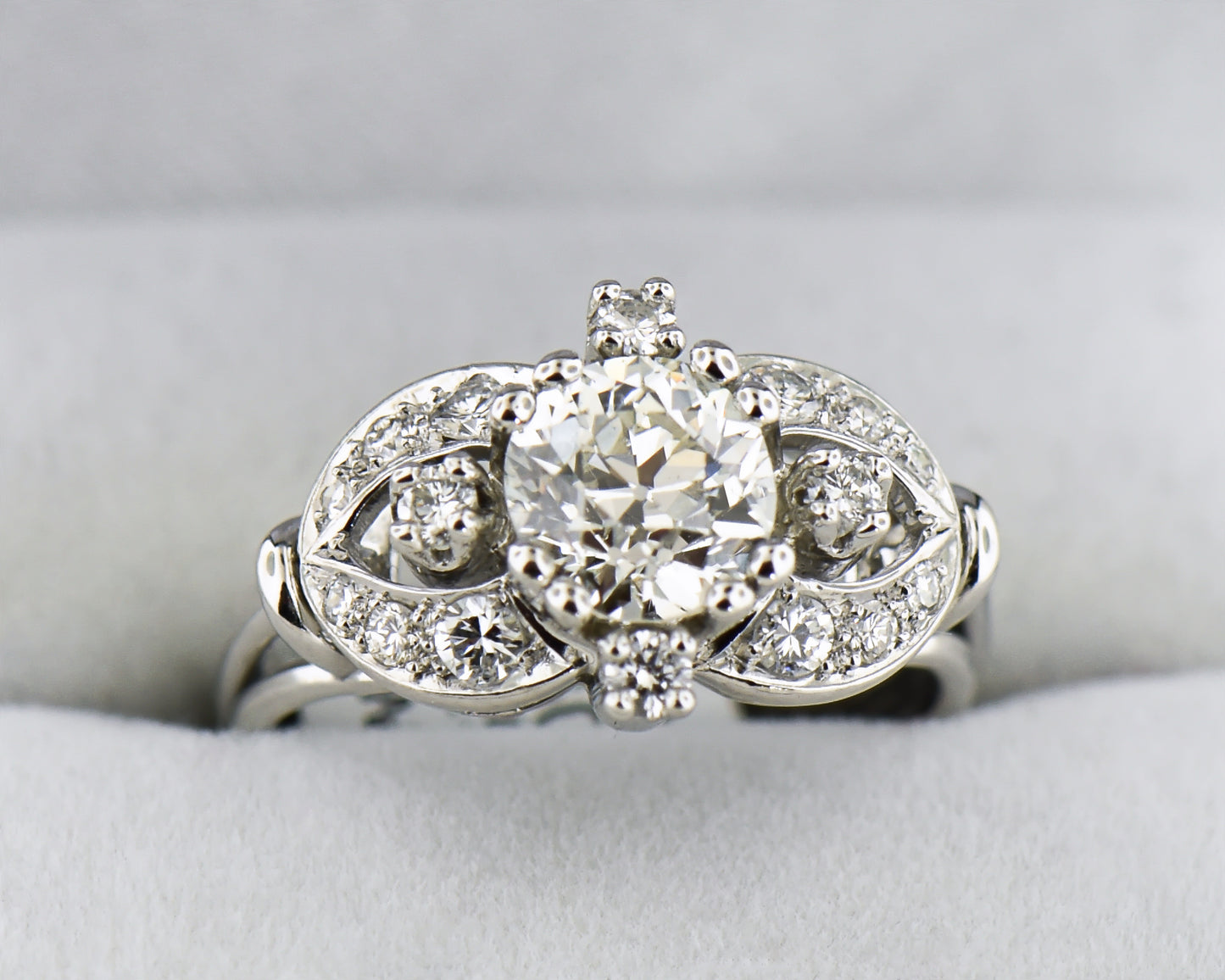 Mid-Century Engagement Ring with Large Old Euro Diamond