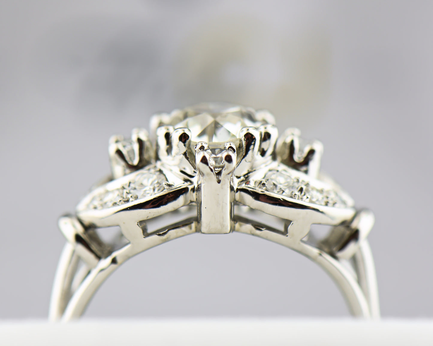 Mid-Century Engagement Ring with Large Old Euro Diamond